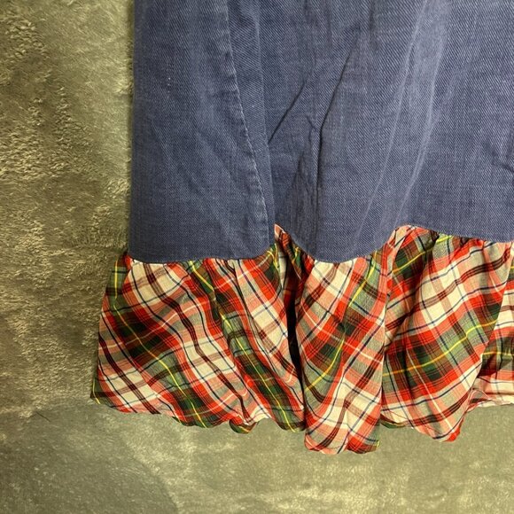 Vtg Women Cottagecore Peasant Trad Wife Overall Soft Denim Plaid Midi Dress 13 - Picture 5 of 13